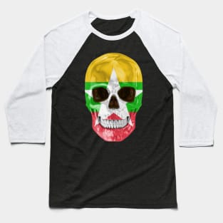 Myanmar Flag Skull - Gift for Burmese With Roots From Myanmar Baseball T-Shirt